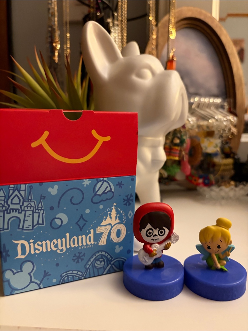 Disneyland 70th Anniversary Happy Meal Box & Figure Set 15 Miguel and Tinkerbell
